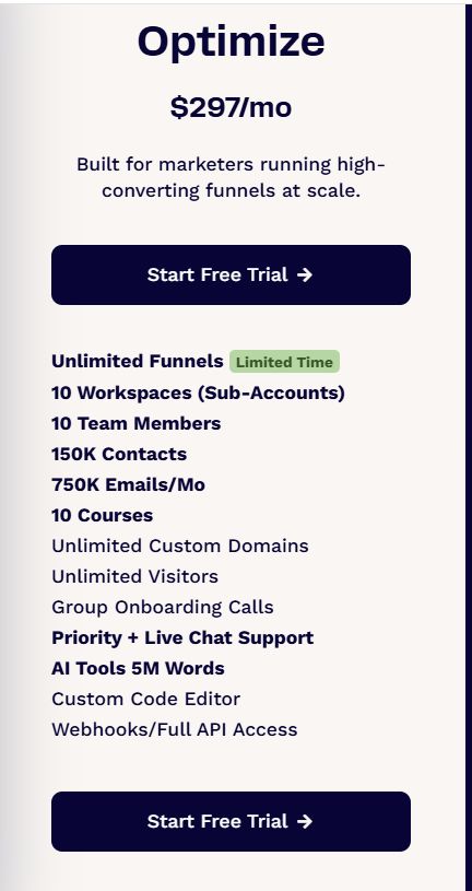 clickfunnels optimise plan