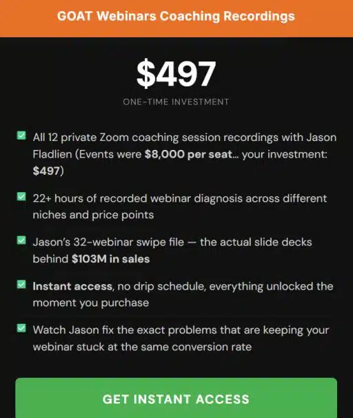 goat webinars pricing